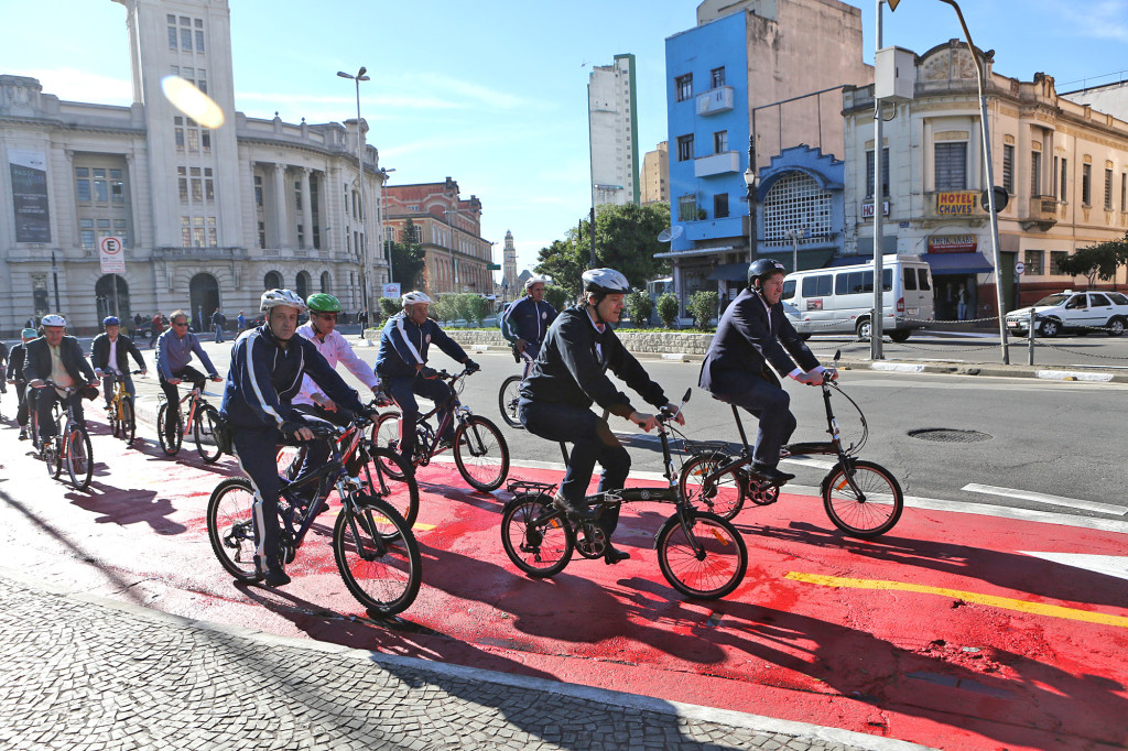 Inauguração da ciclovia da Avenida Duque de Caxias, em 2014 – Foto: Fabio Arantes/ SECOM