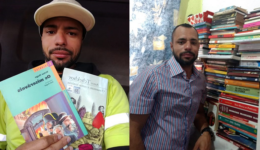 Coletor de lixo monta biblioteca com livros descartados