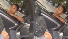 Menino refugiado pede ajuda a policiais para “matar a fome”