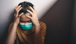 Sadness or depressed woman crying after failure and layoff from