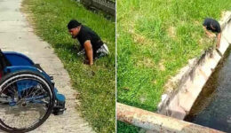 Atleta paralímpico salva vida de gato em esgoto, na Malásia