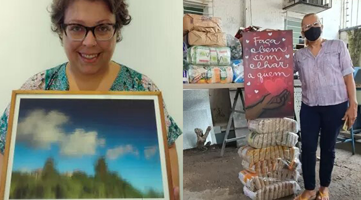 Artistas transformam obras de arte em doações de cestas básicas