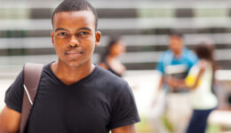 african college boy outdoors