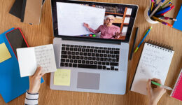 Student learning at home with online lesson