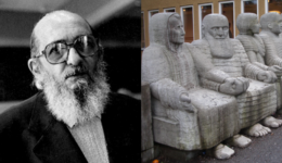 Paulo Freire e estátua em sua homenagem