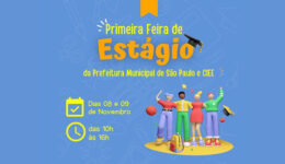 Imagem com fundo azul e texto 