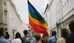 People in a gay pride parade