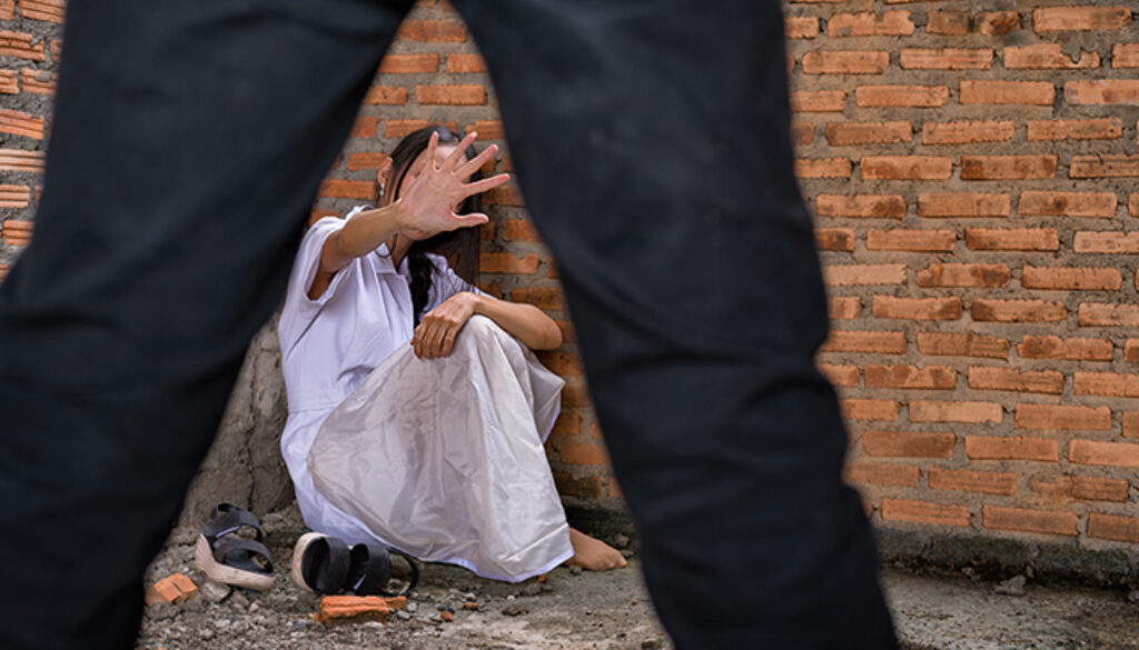 Sexual abuse with a man Thief or robber swiping zip of pants aft