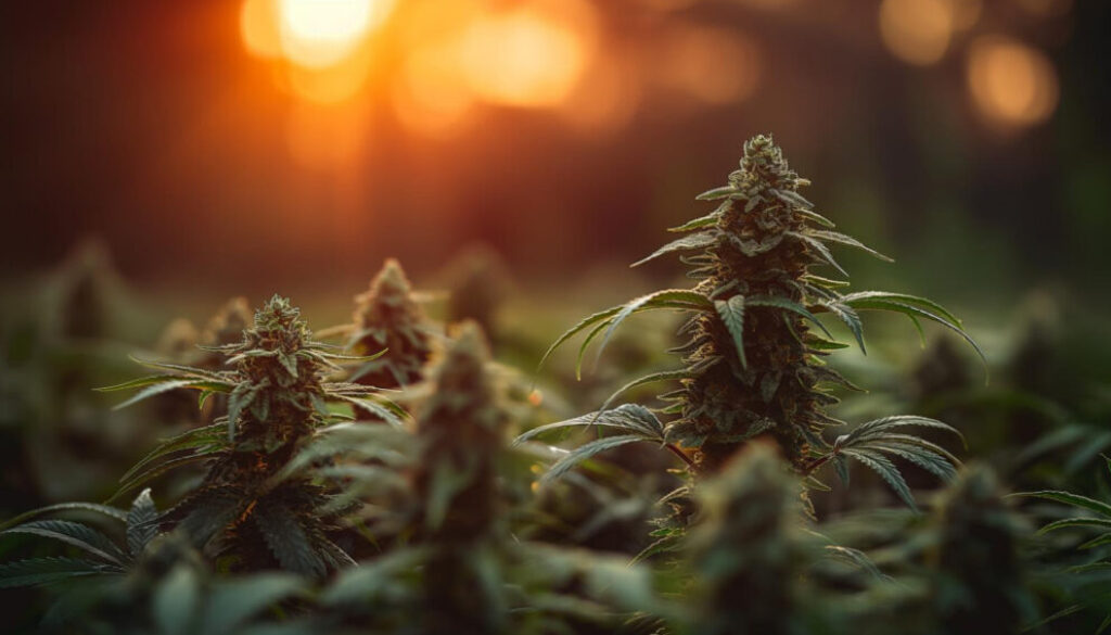 Cultivation of cannabis in a natural environment, created with t