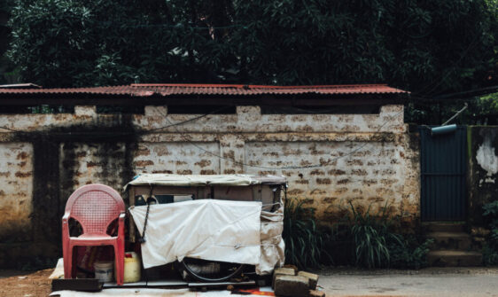 Old things sitting outside tied up